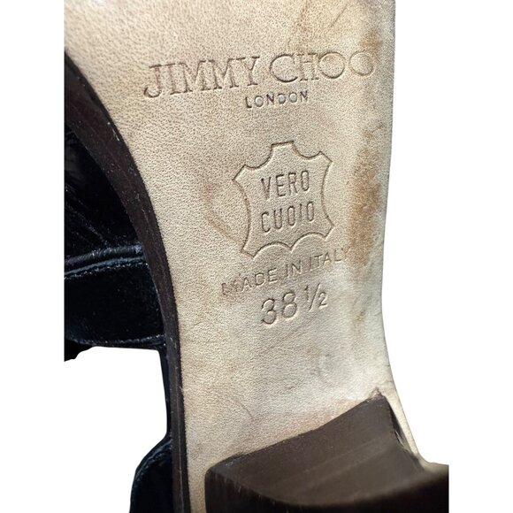 Jimmy Choo Black Patent Leather Open-Toe High Heel Sandals‎ Womens 37.5/8.5 - Picture 11 of 16
